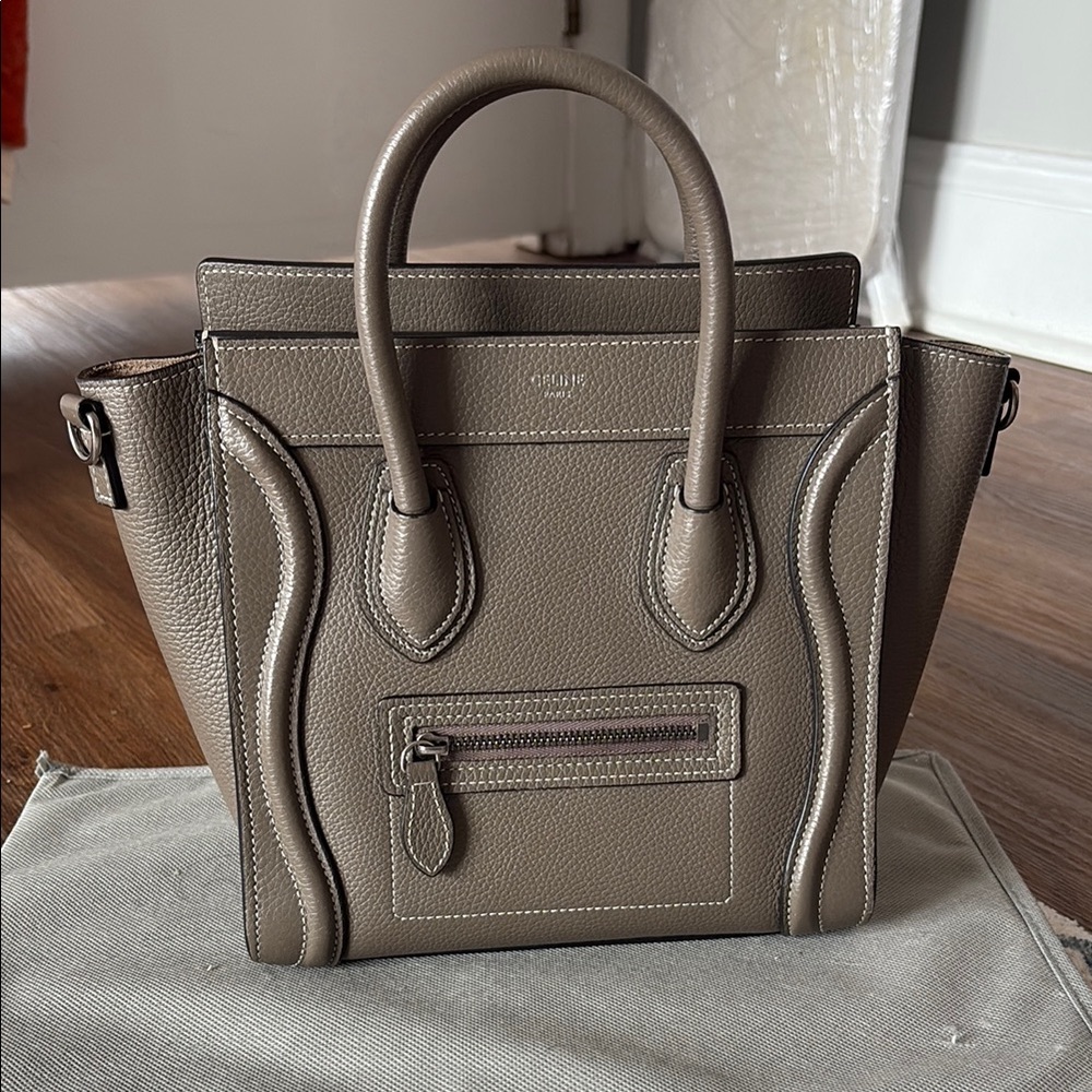 Celine Taupe Satchel Bag Nano